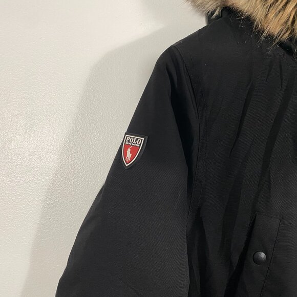 Polo Ralph Lauren Faux Fir Trimmed Hooded Puffer Parka Jacket size Large (14-16) - Picture 4 of 13